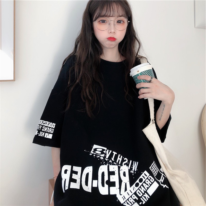 [FREESIZE + Ảnh Thật] Áo thun phông tay lỡ form rộng Unisex chất cotton siêu mềm mịn in chữ RED-DER