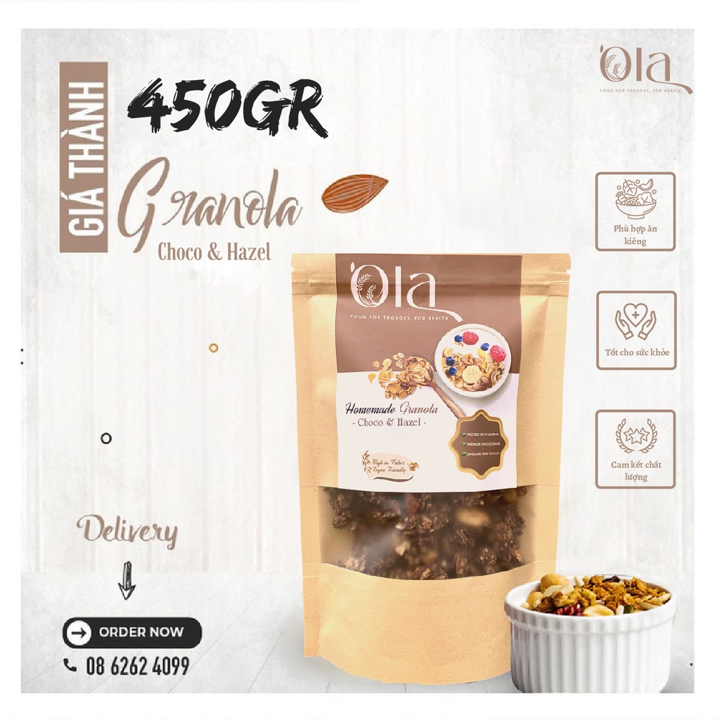 Granola Ngũ Cốc Cao Cấp Vị Choco và Hạt Phỉ by Ola Granola