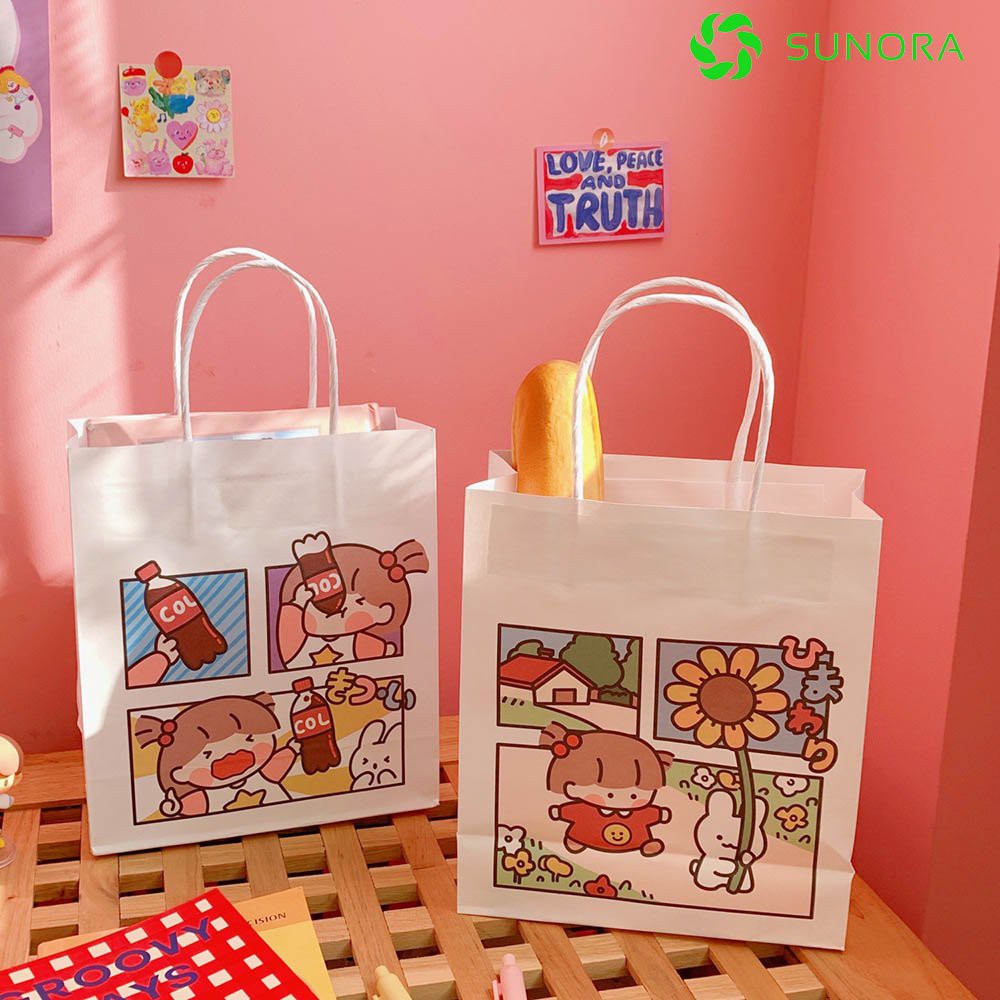 Túi Gói Quà Túi Giấy Craft Hoạt Hình Xinh Xắn Có Quai Xách