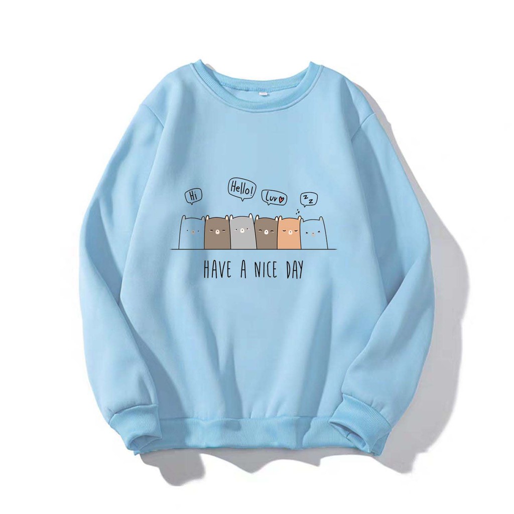 [FREESHIP_50K] Áo Sweater chui đầu nam nữ in hình Have a nice day dễ thương, thích hợp làm áo cặp William - DS95 | WebRaoVat - webraovat.net.vn