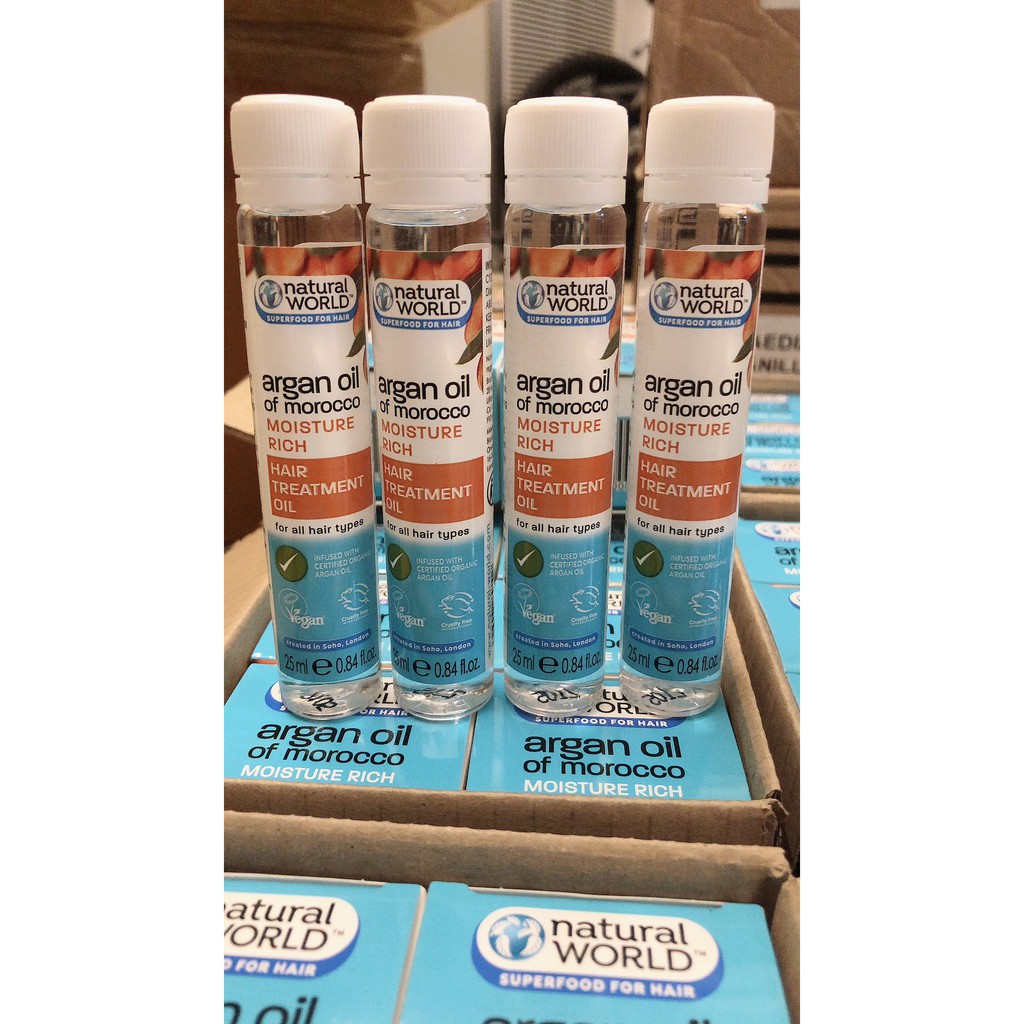 Tinh dầu dưỡng tóc Moroccan Argan Oil Natural World lọ 25ml và 100ml