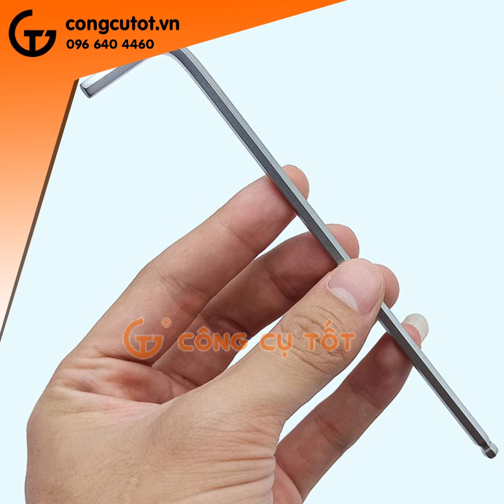 Lục giác đầu bi lẻ chữ L 145x27mm thép CrV trắng (bán lẻ)