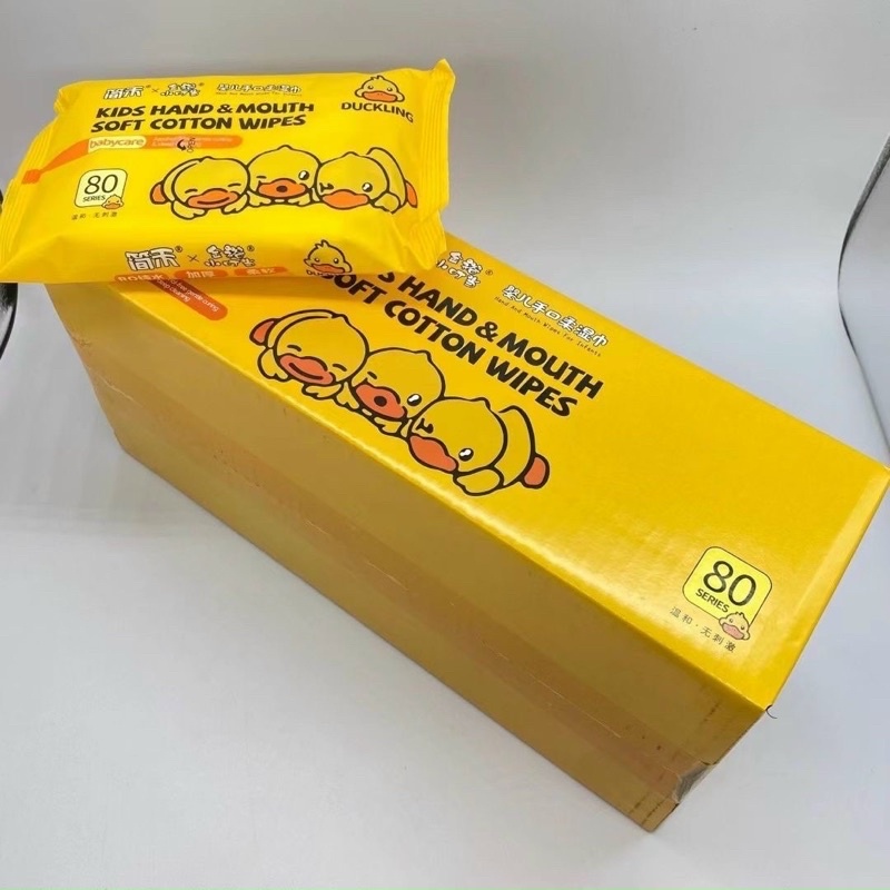 Giấy ướt vịt vàng thùng 10 gói, gói 80 tờ