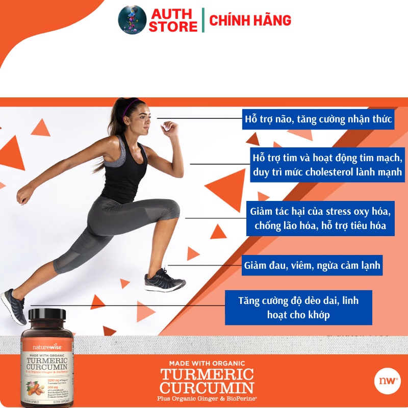 Viên nghệ Curcumin hữu cơ, gừng hữu cơ  Naturewise