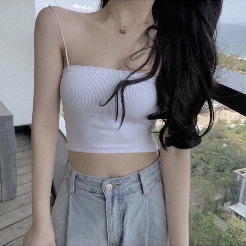 Áo 2 dây sợi bún thun gân đẹp 100% cotton đen trắng , áo croptop ôm BODY siêu đẹp mã BD001