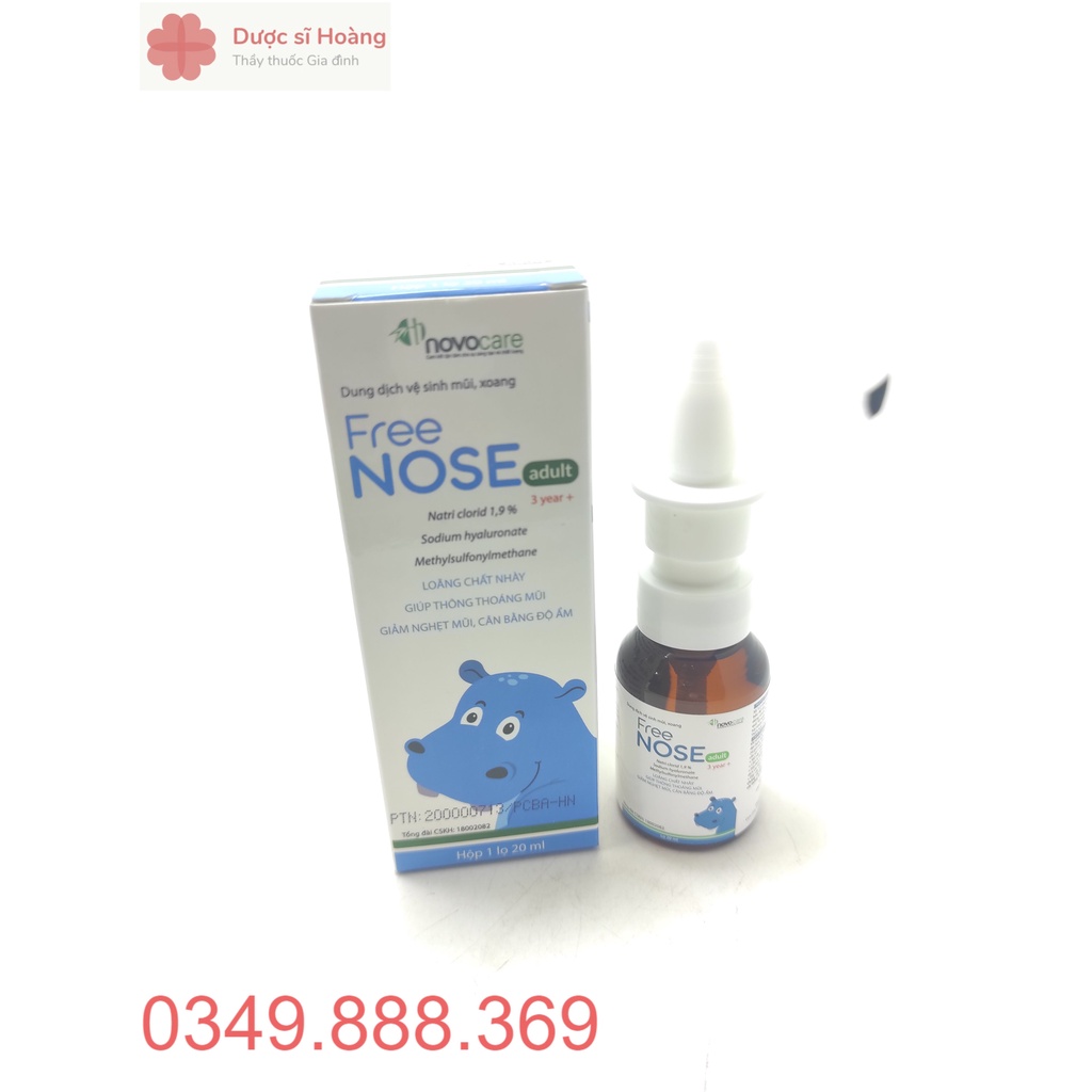 Xịt Mũi Free Nose Adult - Dung Dịch Vệ Sinh Mũi Xoang Cho Trẻ Từ 3 Tuổi và Người Lớn