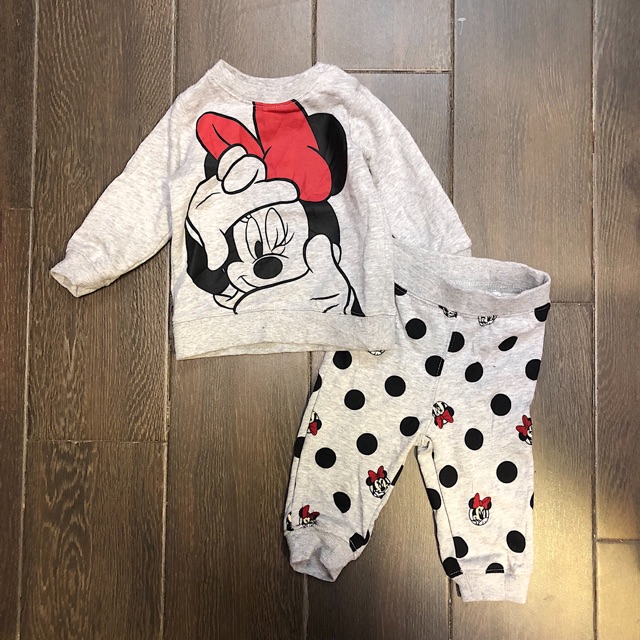 Bộ nỉ bông bé gái HM mickey