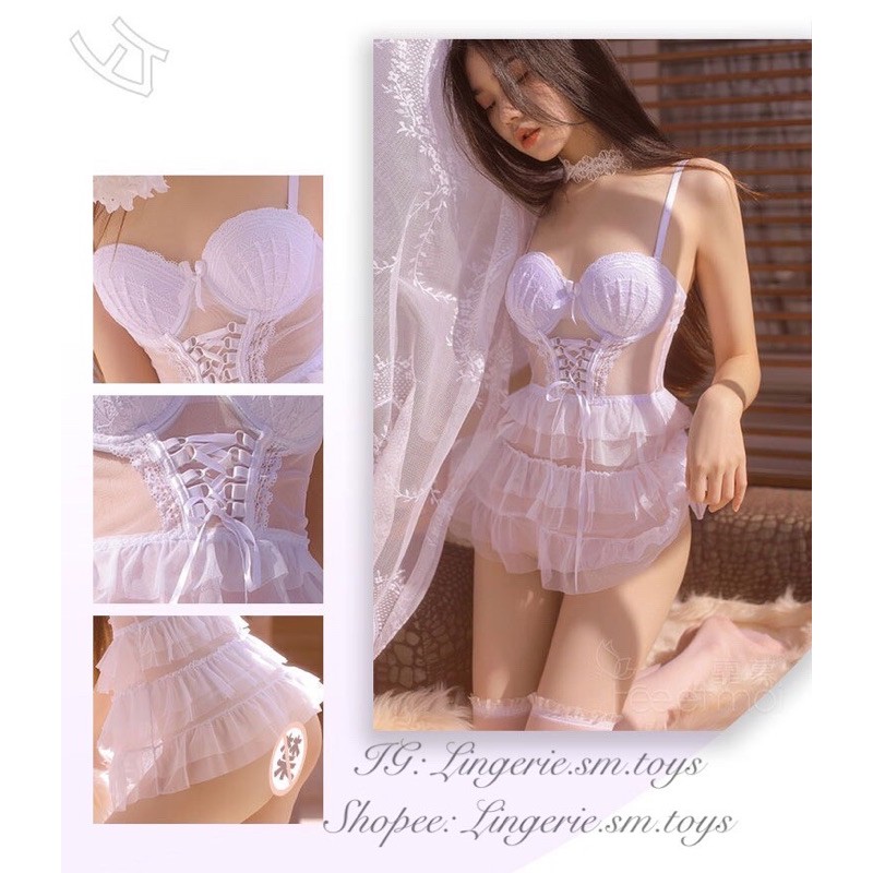 YT1376 Cosplay Nàng Thơ | Váy Ngủ Cúp Ngực Sò Điệp Mộng Mơ | BigBuy360 - bigbuy360.vn