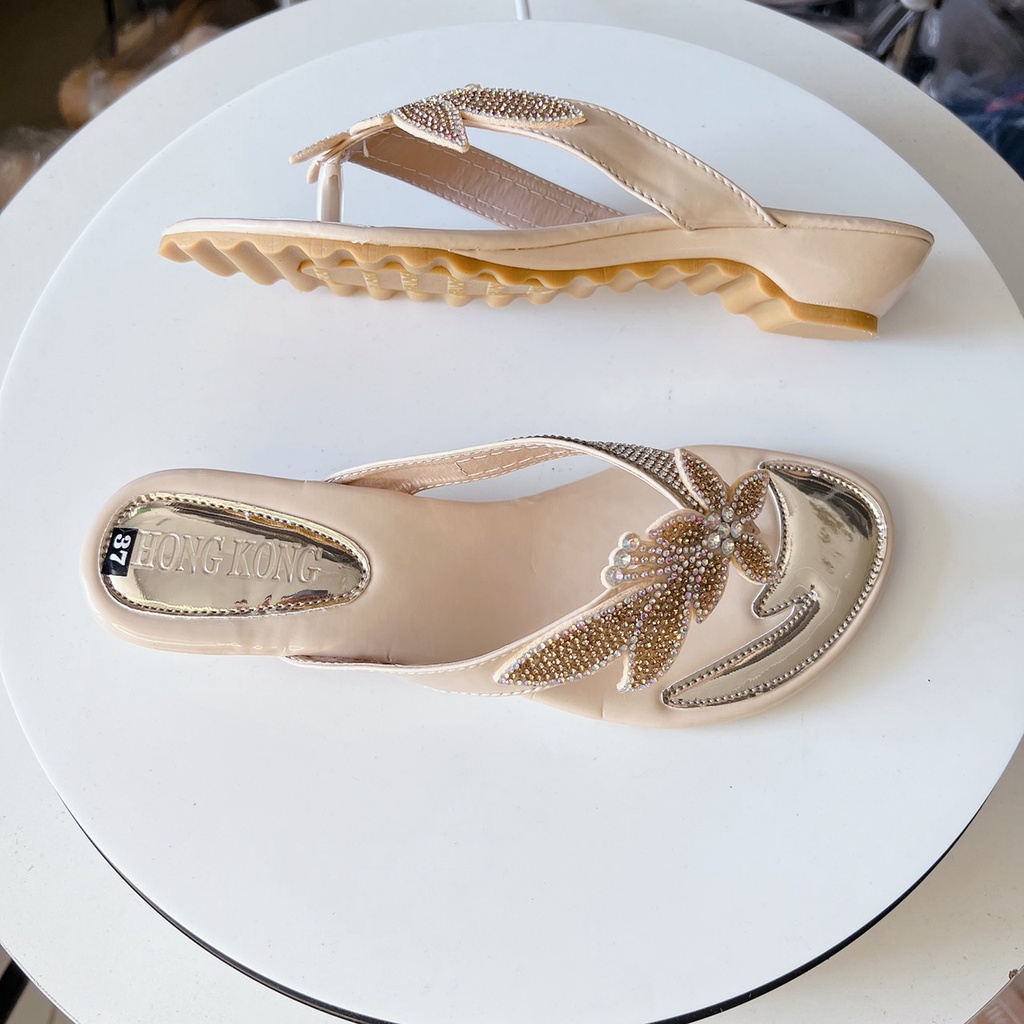 Dép kẹp xỏ ngón xoàn chiếc lá đế xuồng 3cm chuẩn size 36-40