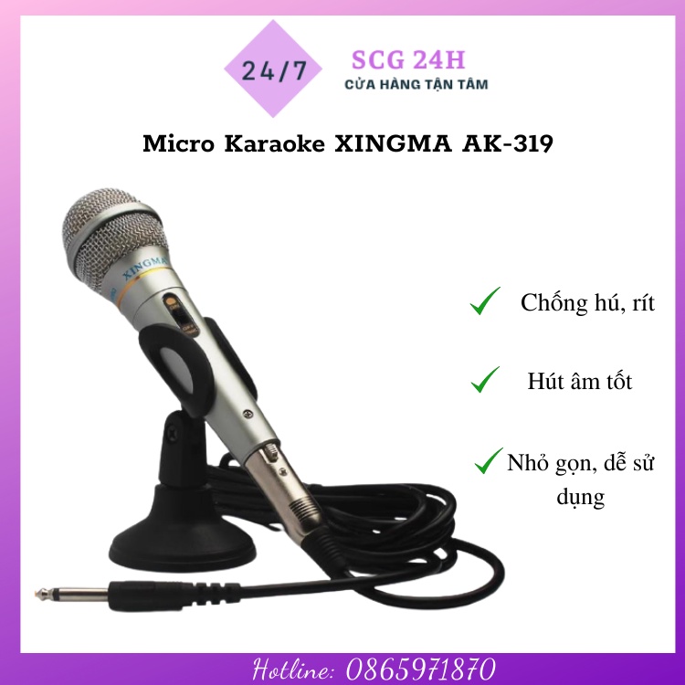 mic hát karaoke,Micro Karaoke XINGMA AK-319- Mic chống hú - cực xịn hát karaoke siêu hay - lỗi 1 đổi 1