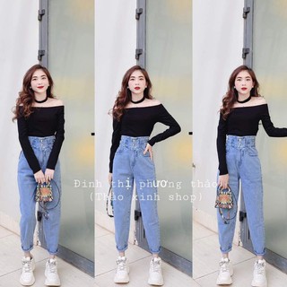 Quần bò Baggy lưng cao 3 cúc xẻ hot hit