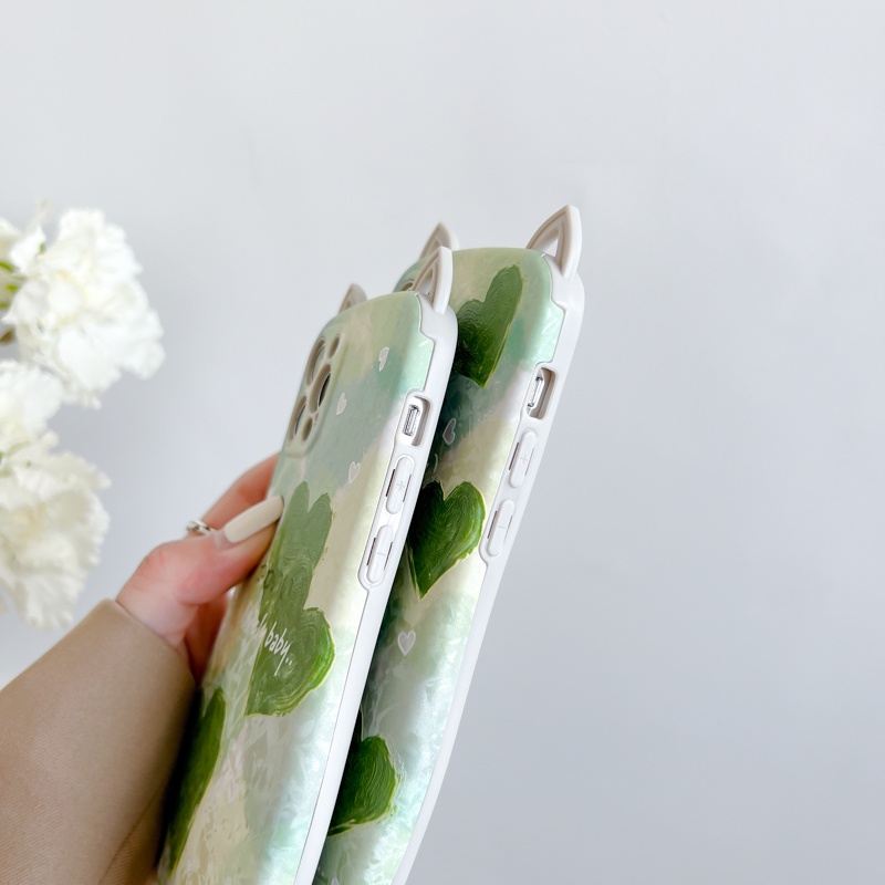 Ốp Điện Thoại TPU Mềm Giả Da Hình Tai Mèo 3D Cho iPhone 13 11 12 Pro Max 12Pro 13Pro X XS Max XR 7 8 Plus