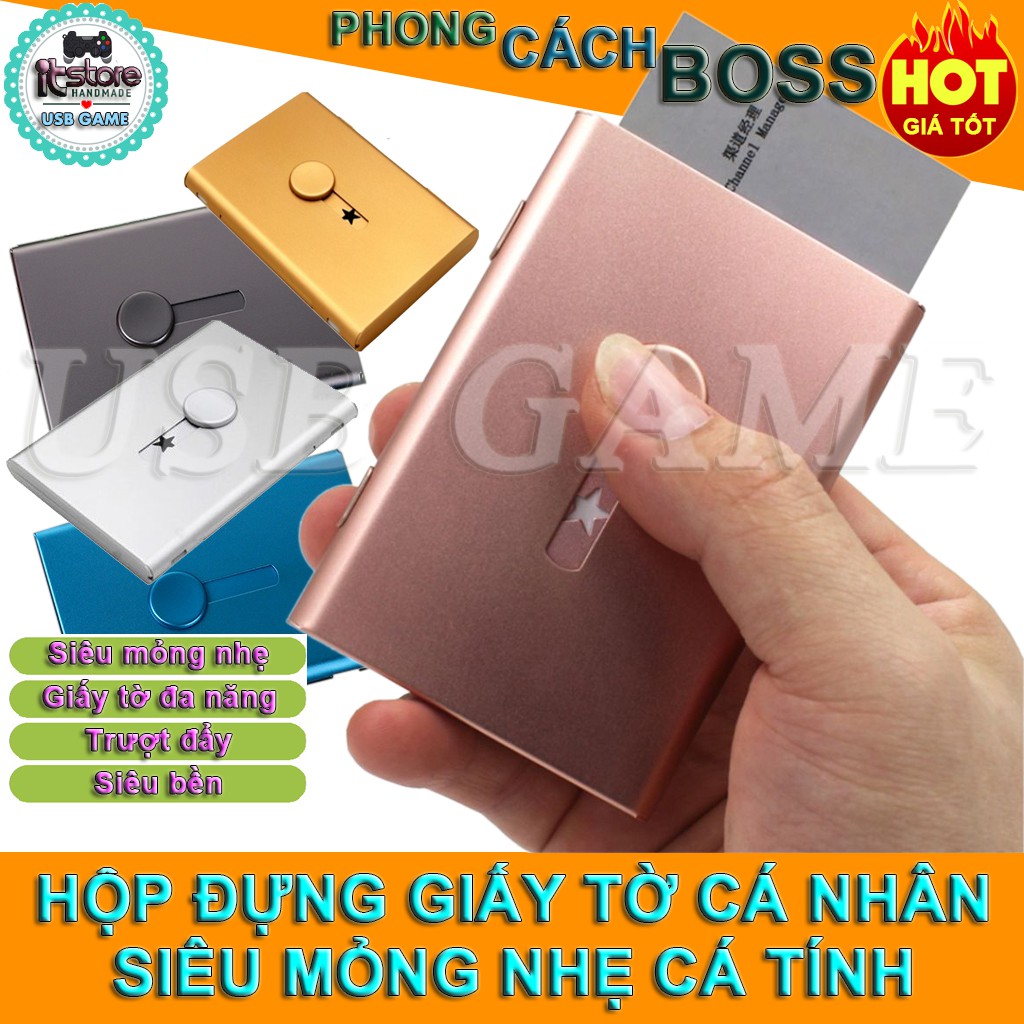 Hộp đựng thẻ ATM CMT CCCD Bằng Lái Đăng Ký Xe Card Visit.. bằng nhôm siêu mỏng siêu nhẹ kiểu đẩy trượt tiện dụng