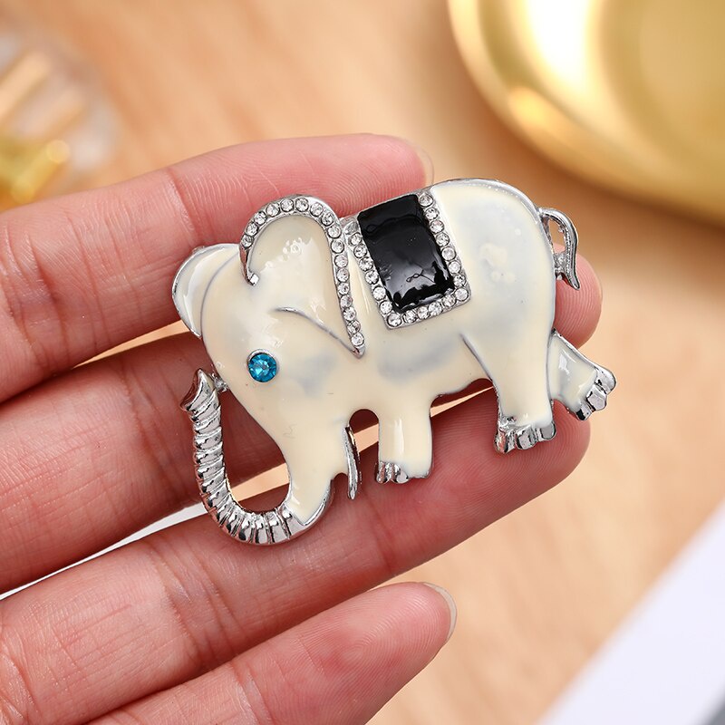 Trâm Cài Áo Hình Chú Voi Tráng Men Đính Đá Dễ Thương Cho Nữ
