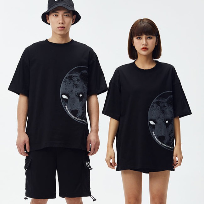 Áo phông KAT UNISEX trăng sói 2 màu đen trắng đủ size từ 45-90kg