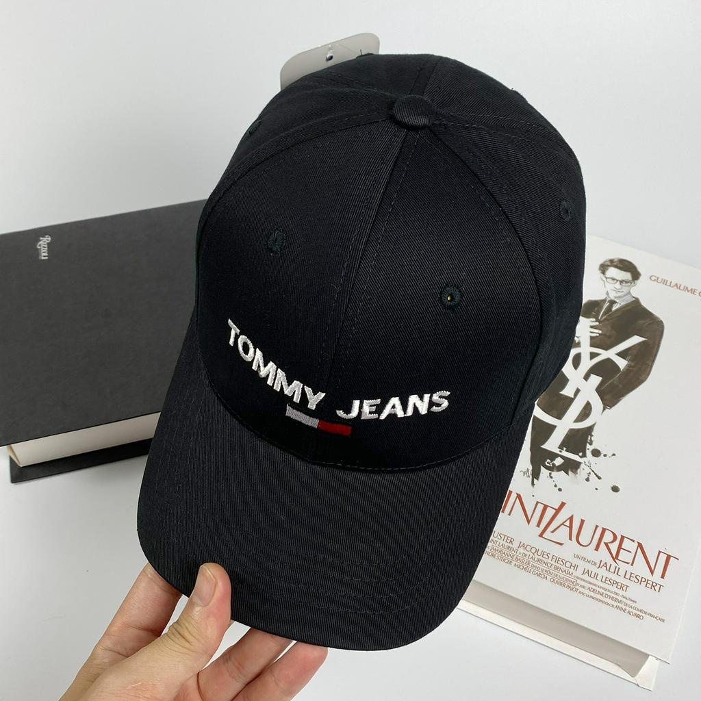 Mũ lưỡi trai Tommy Jeans đen logo thêu, vải jean hàng xuất dư Full Tem hãng - PASIO