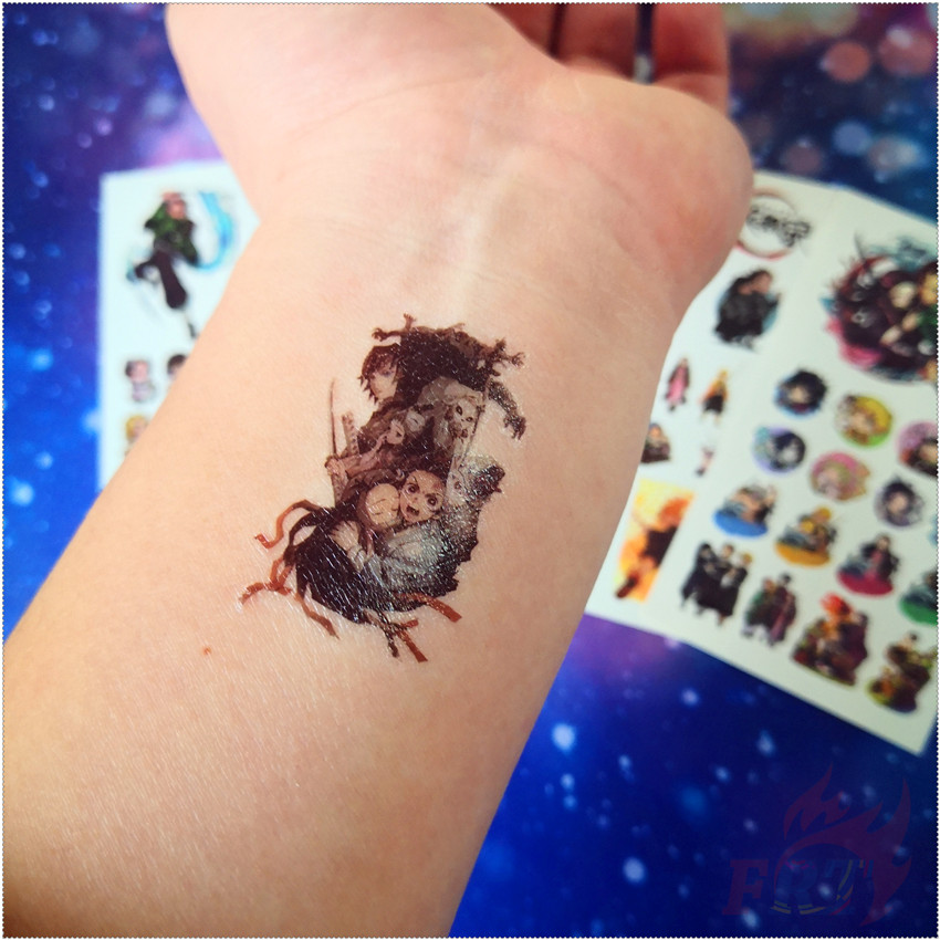 Tờ dán hình xăm tạm thời mini không thấm nước họa tiết Demon Slayer dễ thương