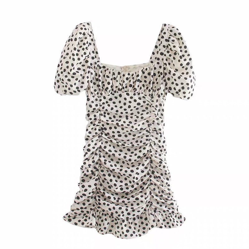 VNU235 - VÁY CHẤM BI CỔ VUÔNG DÚM BỤNG | BigBuy360 - bigbuy360.vn