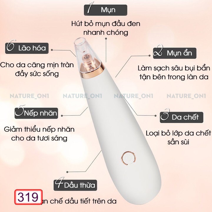 Máy Hút Mụn ❤FREESHIP ❤ Lực Hút Mạnh - Nhỏ Gọn Tiện Lợi Khi Sử dụng - Phù Hợp Với Nhiều Loại Da an Toàn Cho Da