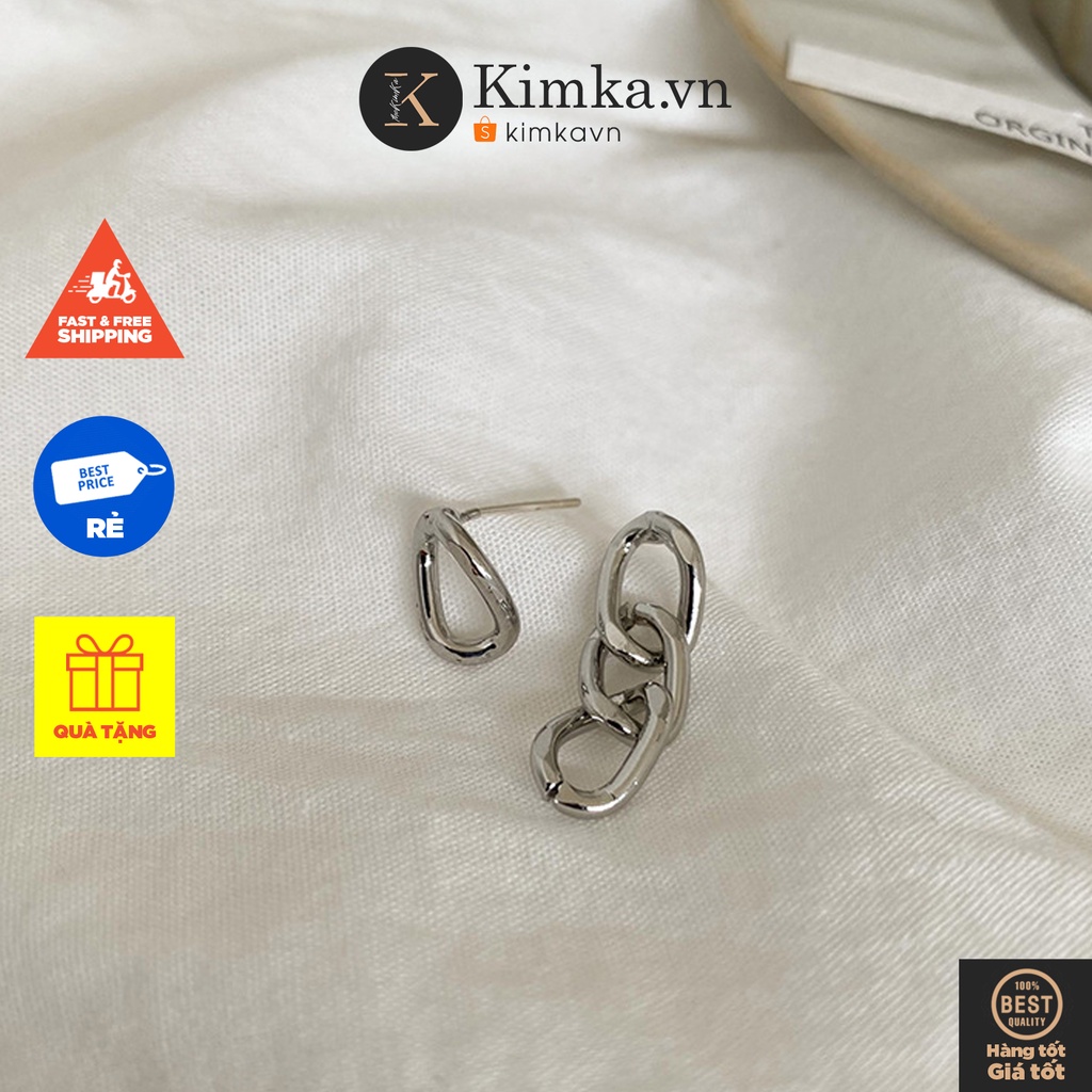 (061) Khuyên Tai Hình Mắt Xích Đơn Giản Phong Cách Âu Mỹ Cá Tính
