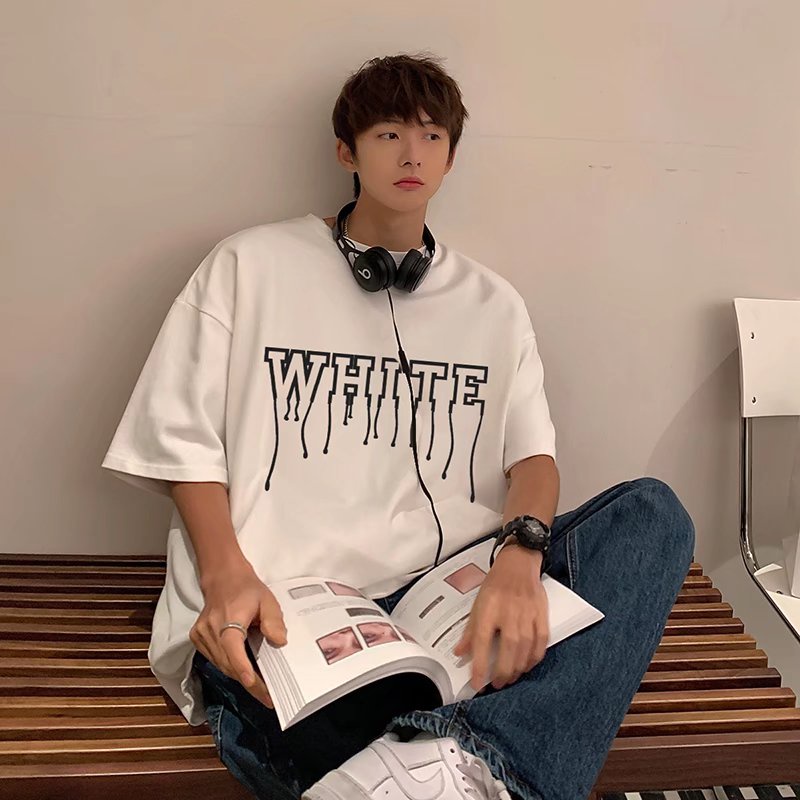 Áo Thun Tay Ngắn Dáng Rộng In Chữ Phong Cách Hip Hop Đường Phố Hàn Quốc Thời Trang Mùa Hè Cho Nam Và Nữ M-8XL