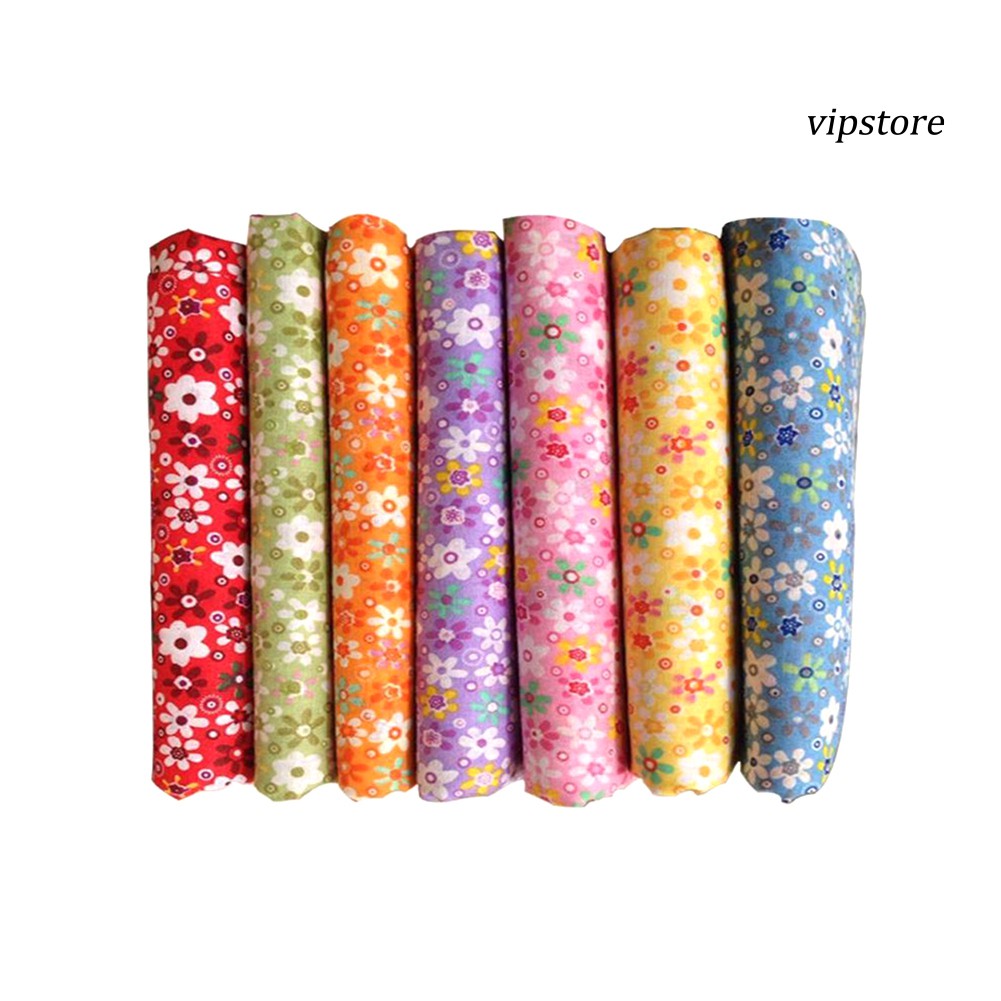 Set 7 Tấm Vải 25cmx25cm Họa Tiết Hoa Tự May Vá Đa Dụng Chất Lượng Cao