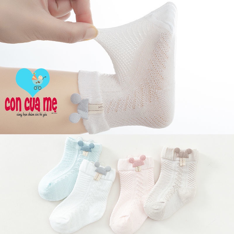 Tất Lưới Cho Bé Chất liệu sợi cotton tổng hợp Tất lưới cho bé sơ sinh, vớ lưới ôm chân không tuột gót, co giãn tốt