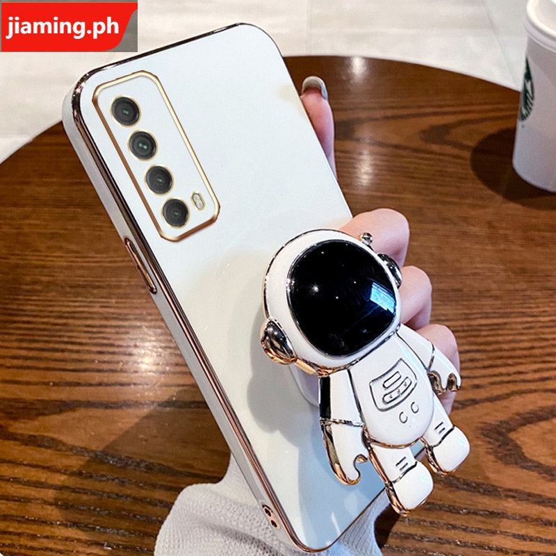 Ốp Điện Thoại Mềm Mạ Điện Hình Phi Hành Gia 3D Có Giá Đỡ Cho Huawei Y7A