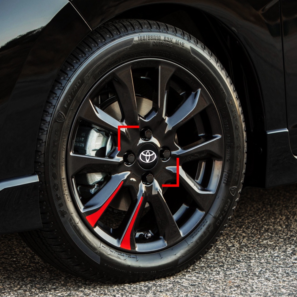 Set 4 Miếng Dán Trang Trí Trục Bánh Xe Hơi Toyota Vios Rush Etions Avanza Camry RAV4