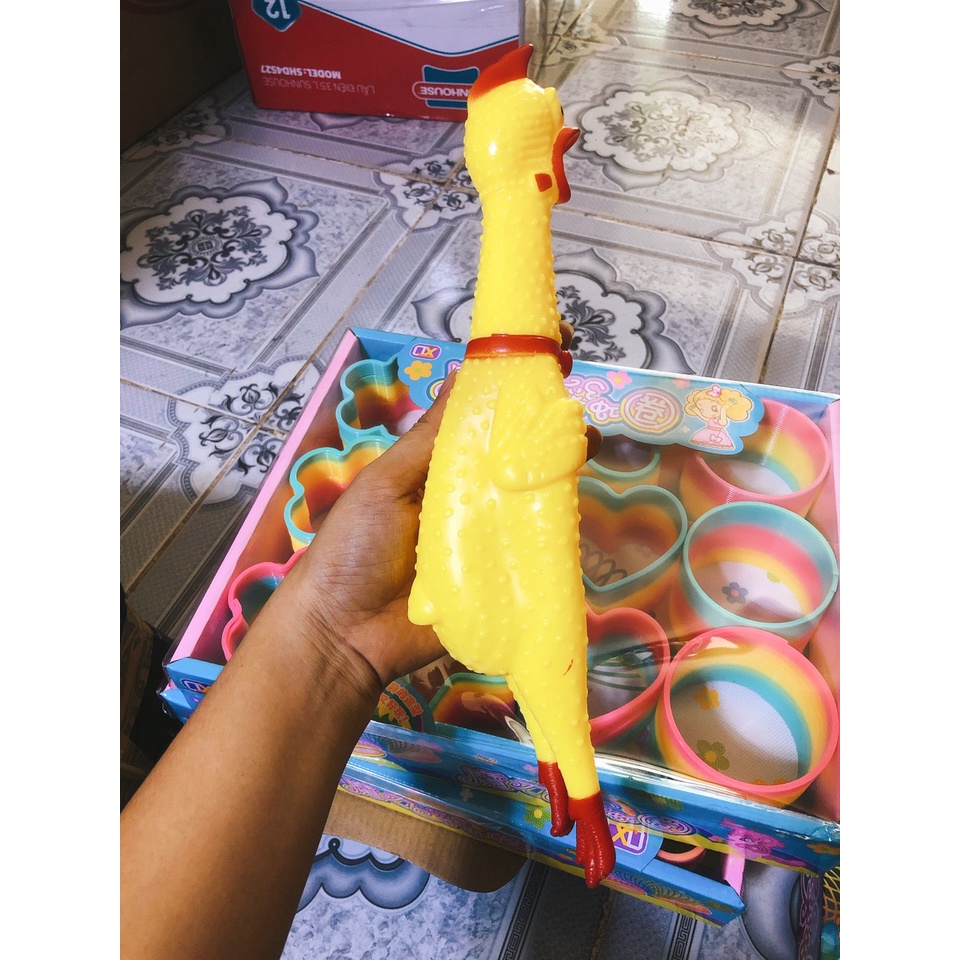 gà bóp kêu éc éc bíp bíp size lớn 17 cm  (  1 con )