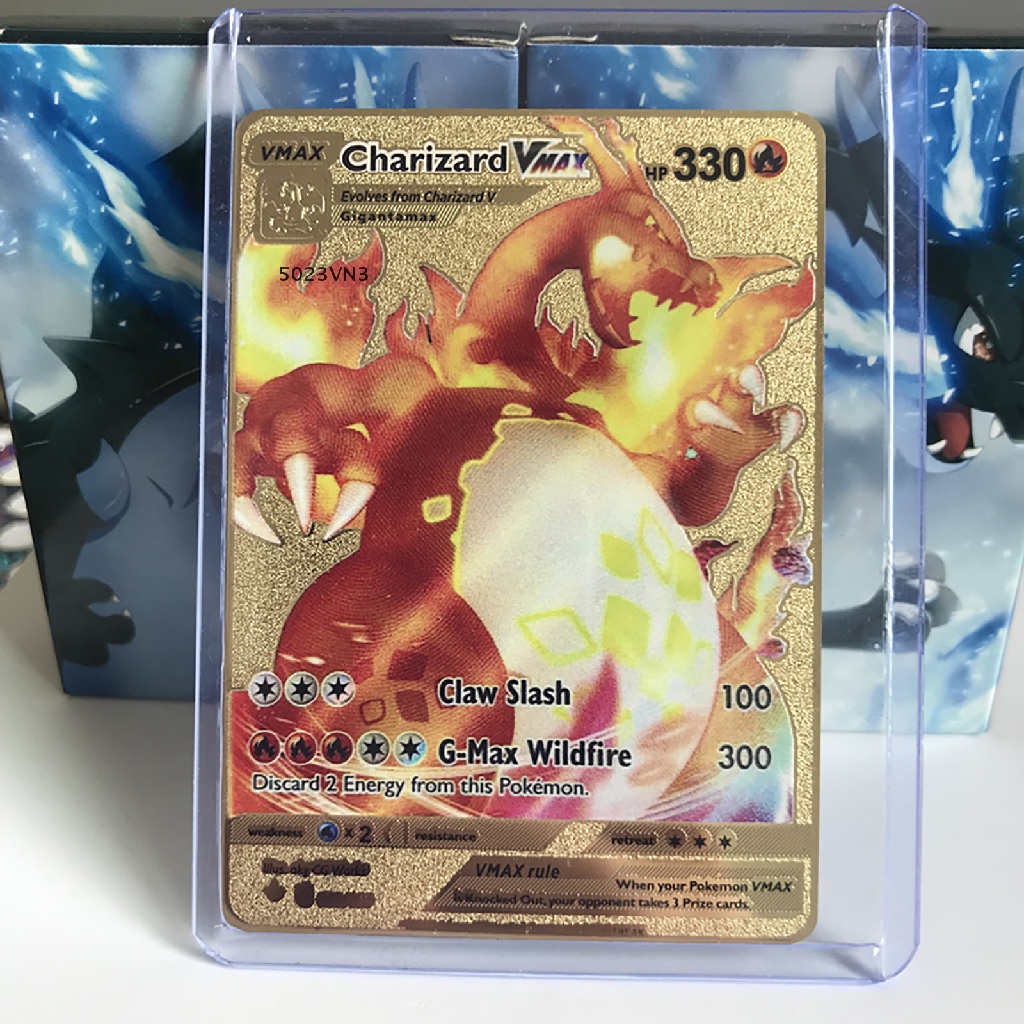 Thẻ Bài Charizard Vmax Vmax Vmax V Super Rare Mạ Vàng Kèm Thẻ