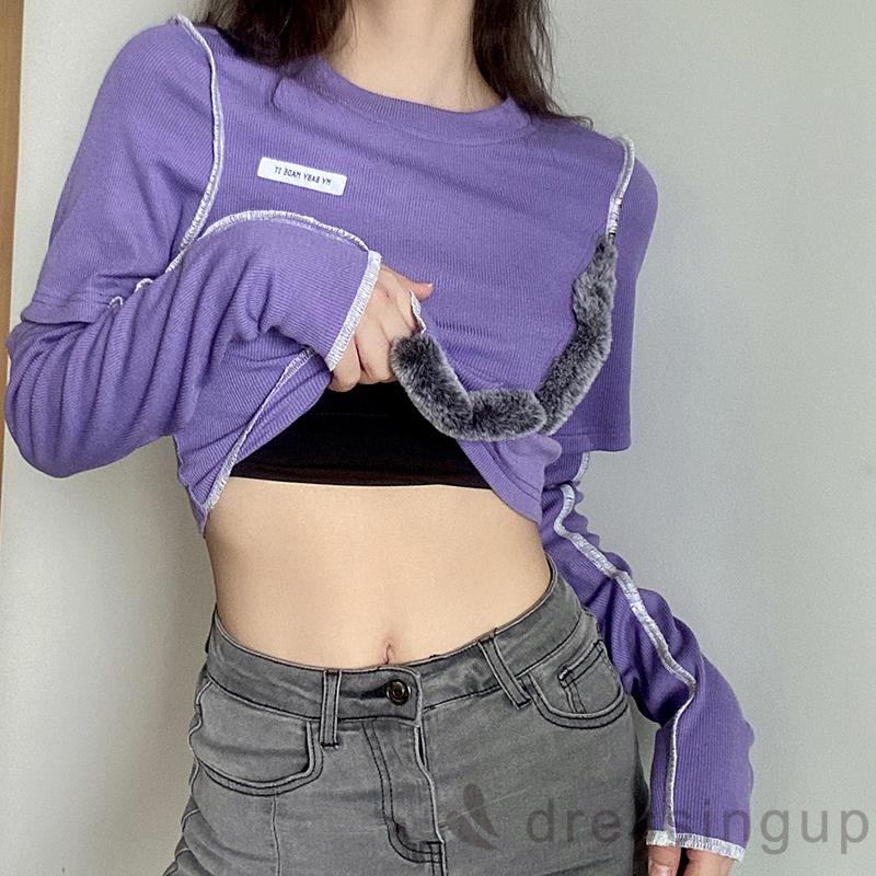 Áo Nữ Tay Dài Cổ Tròn Thiết Kế Độc Đáo Cá Tính