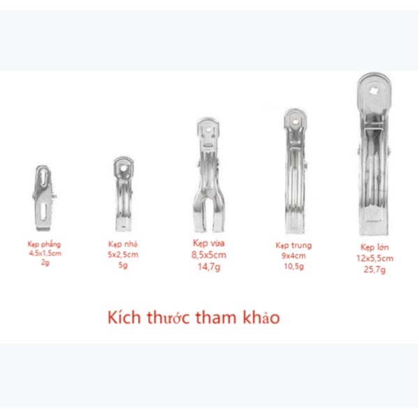 Kẹp phơi quần áo chăn mền inox - Kẹp treo đồ đa năng nhiều cỡ