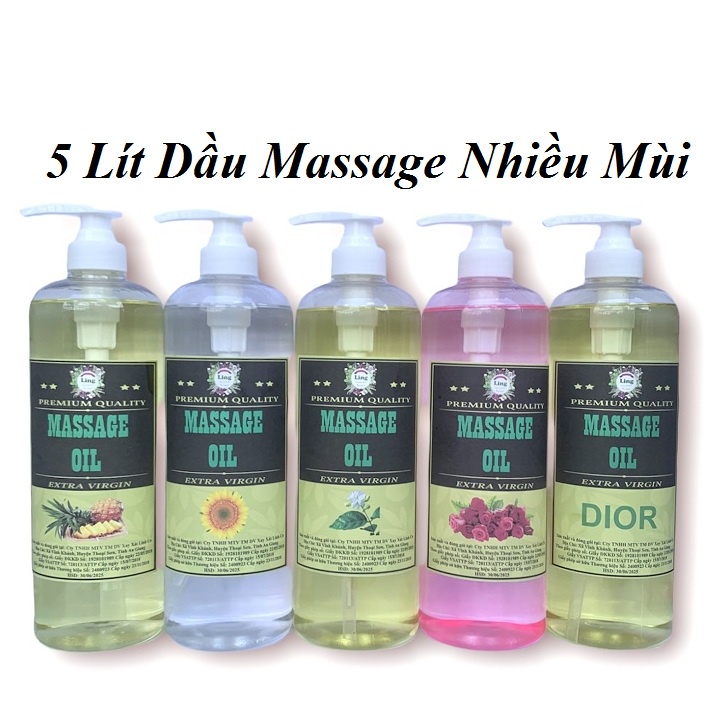 (Nhiều mùi) Combo 5 Lít Dầu Massage Body Tinh Dầu Thiên nhiên 100% dùng cho mọi loại da
