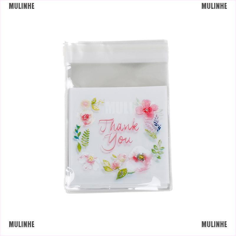Set 100 Túi Đựng Bánh Kẹo Tự Dính In Chữ Thank You Độc Đáo