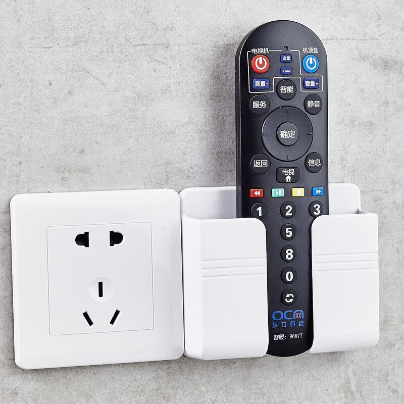 [VIP] Kệ Đựng Remote Để Điện Thoại Dán Tường Có Khe Luồn Dây Sạc Tiện Lợi