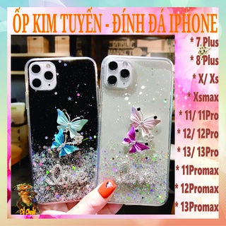 Ốp kim tuyến, đính đá con bướm cho ip 7plus- 8plus- 11- 11pro -11promax- 12- 12pro- 12promax- 13- 13pro- 13promax.
