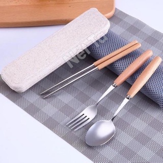 Bộ muỗng đũa ăn cá nhân kèm hộp đựng lúa mạch