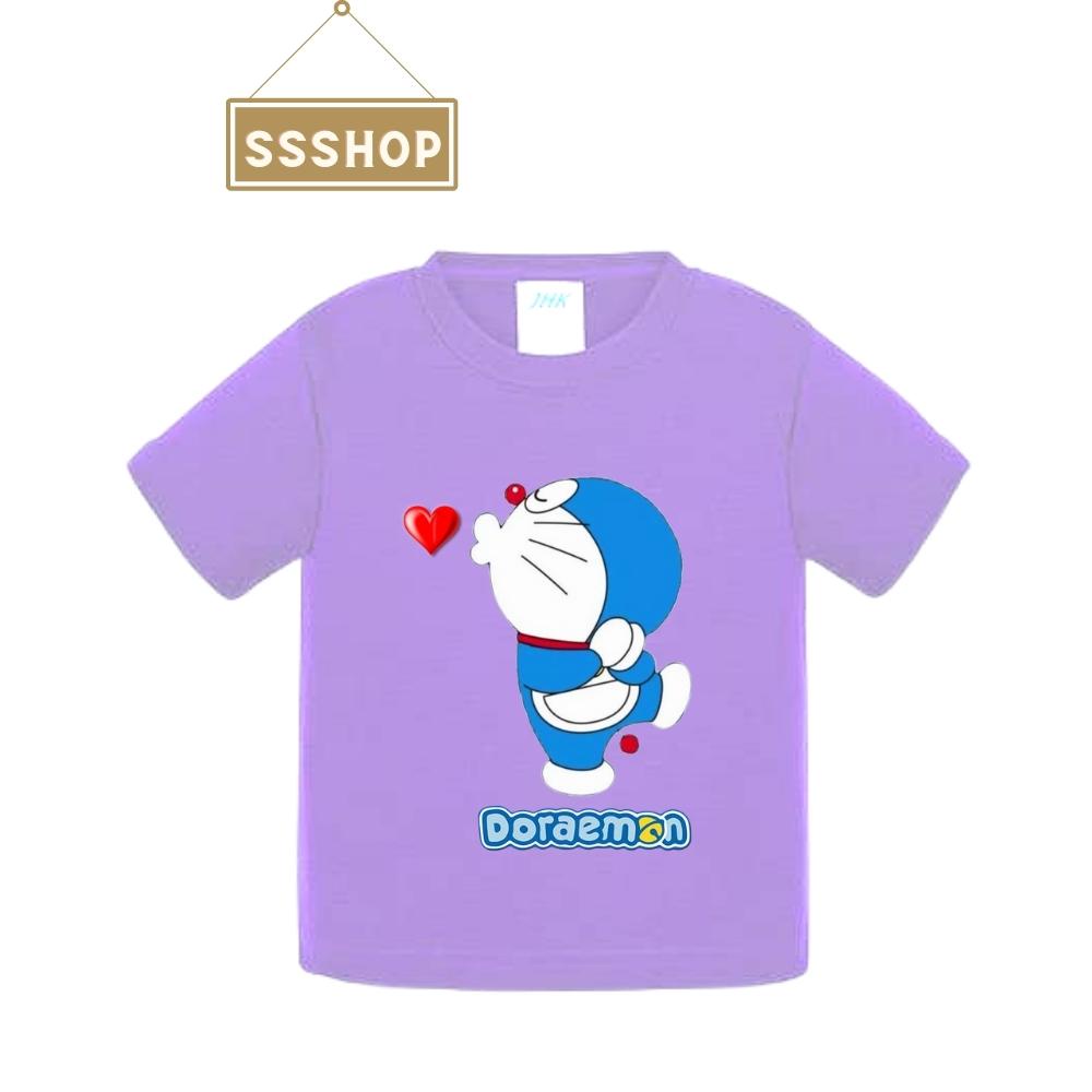 Áo thun trẻ em💖Áo cotton mát mịn họa tiết Doraemon siêu dễ thương cho bé trai và bé gái - SSSHOP 05