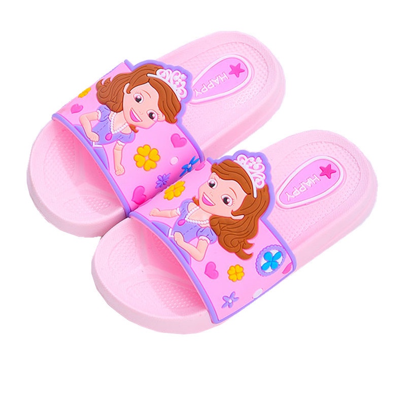 Dép lê quai ngang đúc nguyên khối hình công chúa Sofia cho bé gái chất cao su mềm êm chân