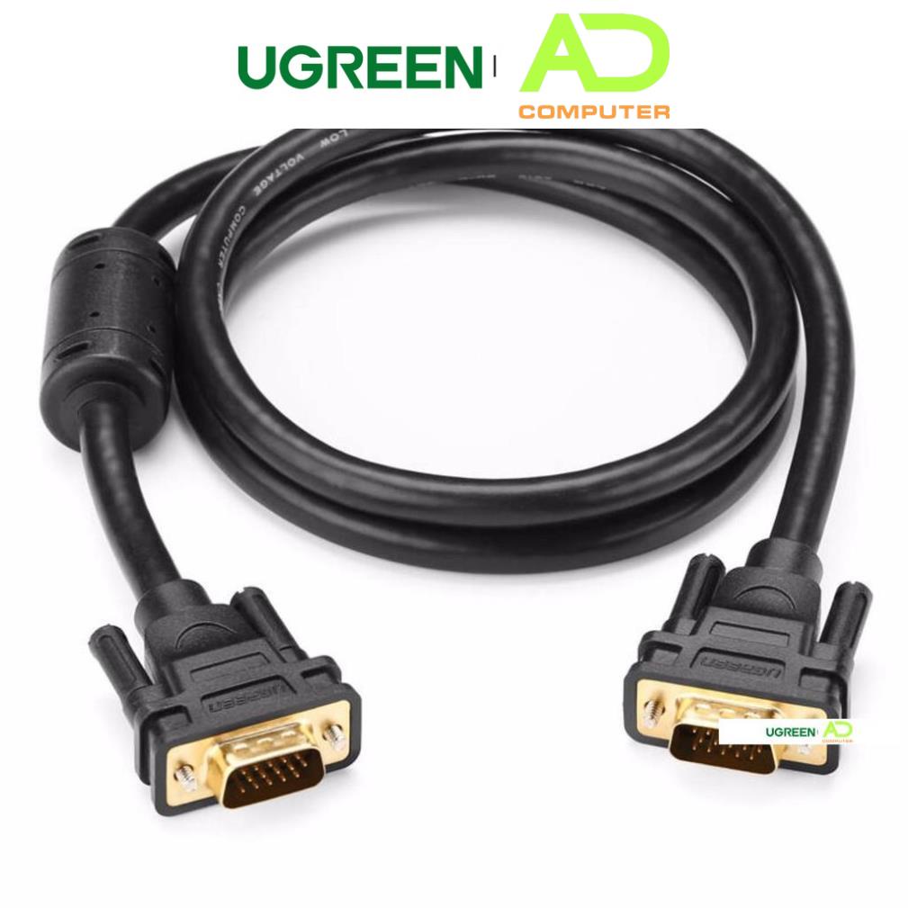Dây cáp kết nối VGA HDB 15 đực sang HDB 15 đực UGREEN VG101 - Hàng phân phối chính hãng - Bảo hành 18 tháng