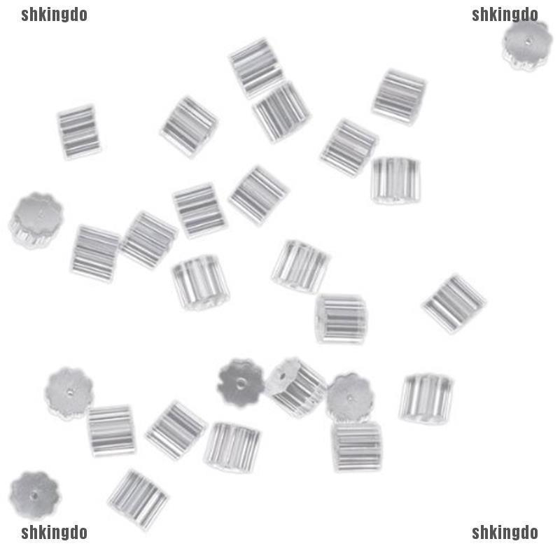 Set 100 Nút Chặn Khuyên Tai Bằng Nhựa Trong Suốt