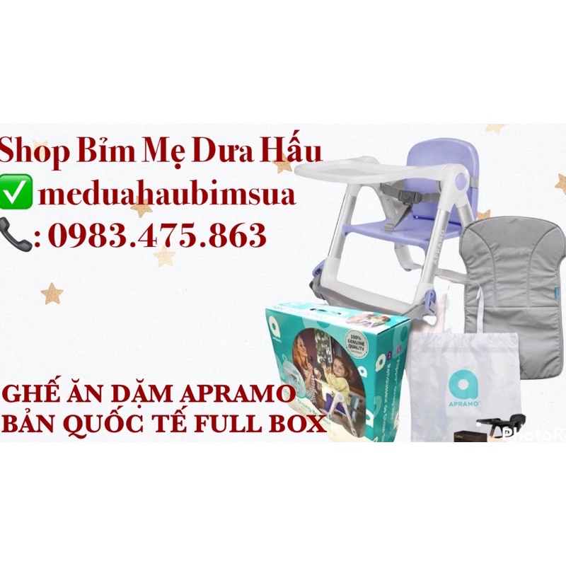 (CHÍNH HÃNG CÓ BẢO HÀNH) GHẾ ĂN DẶM GẤP GỌN SIÊU NHẸ APRAMO FLIPPA BẢN QUỐC TẾ FULL PHỤ KIỆN