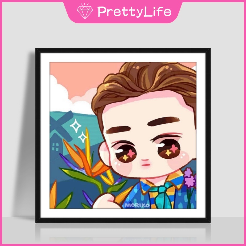 Bộ Tranh Đính Đá 5D Tự Làm Kích Thước 30X30Cm Hình Nhóm Nhạc EXO