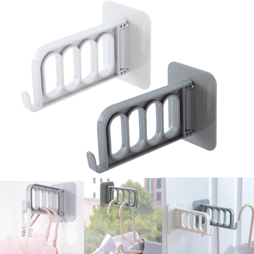 Móc Treo Quần Áo 4 Lỗ Dán Tường Bằng Nhựa Đa Năng Có Thể Gập Lại