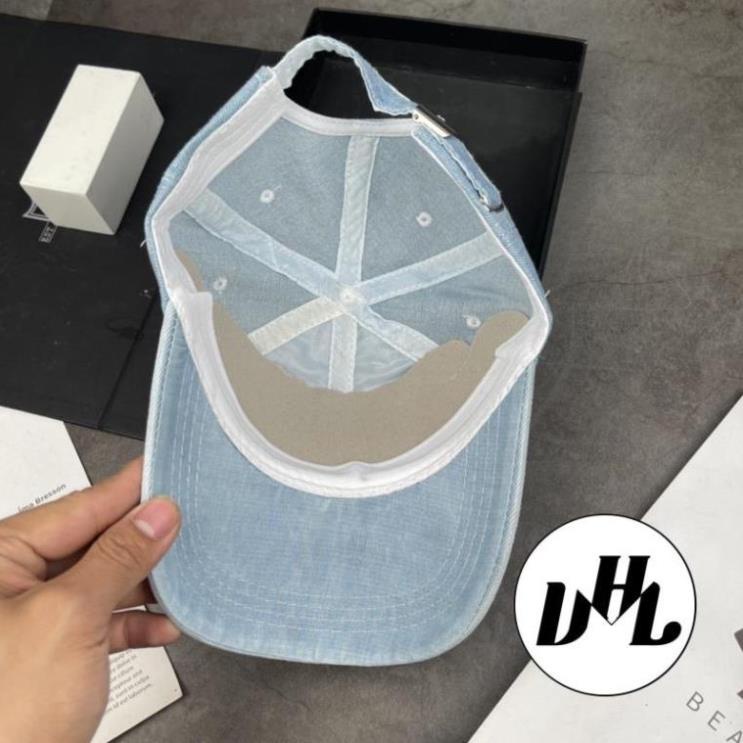 Mũ Lưỡi Trai Jean Hockey Khoá Gài Denim Phối Rách Nam Nữ