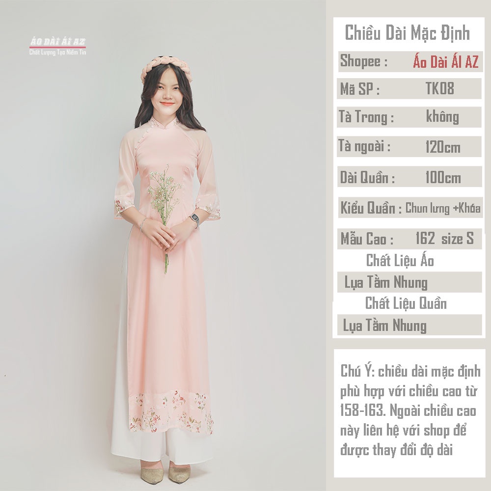 Áo Dài Cách Tân Nữ Tay Ngắn Hoa Nhí TK08