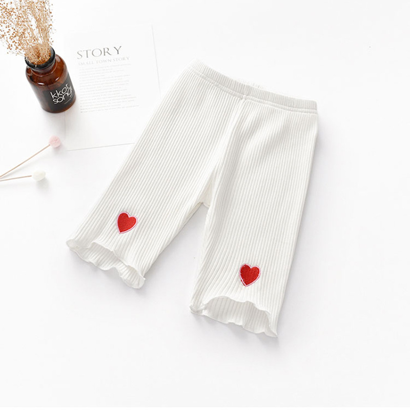 Quần Short Legging Thêu Hình Trái Tim Đỏ Cho Bé Gái