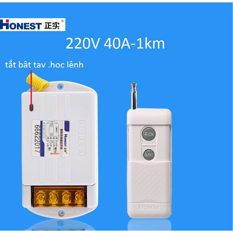 (CÓ HỌC LỆNH) Honest HT-6220KGD,HT-9220KG (40A-1km 220v)Công tắc điều khiển từ xa công suất lớn dùng cho máy bơm ,đèn...