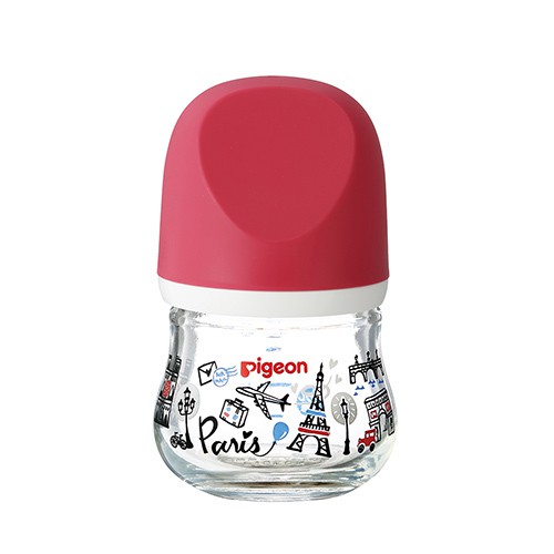 Bình thủy tinh cổ rộng Pigeon đỏ 80ml - Hàng nội địa Nhật